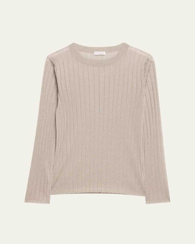 Metallic Rib Fitted Knit Sweat